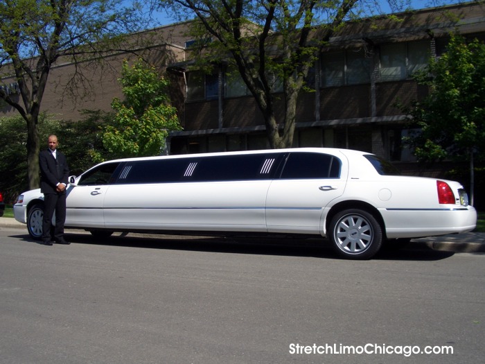 White 10-Passenger Stretch Lincoln Town Car