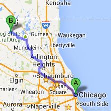 wonder lake to chicago travel map