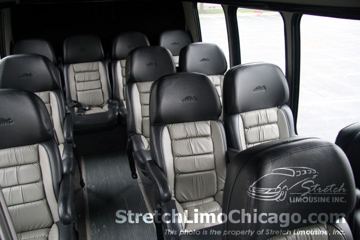 Chicago Shuttle Bus 12 Passnger, Chicago Airport Transportation With Car Seats